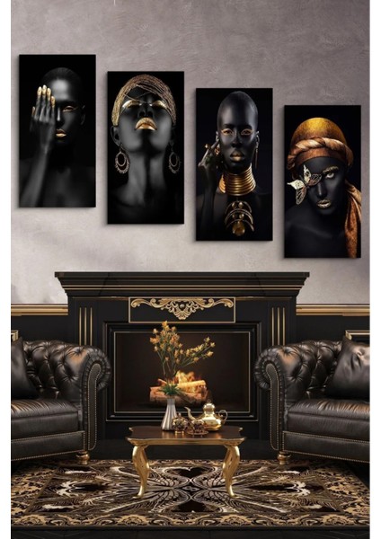 Afrikalı Kadınlar 4'lü Mdf Tablo