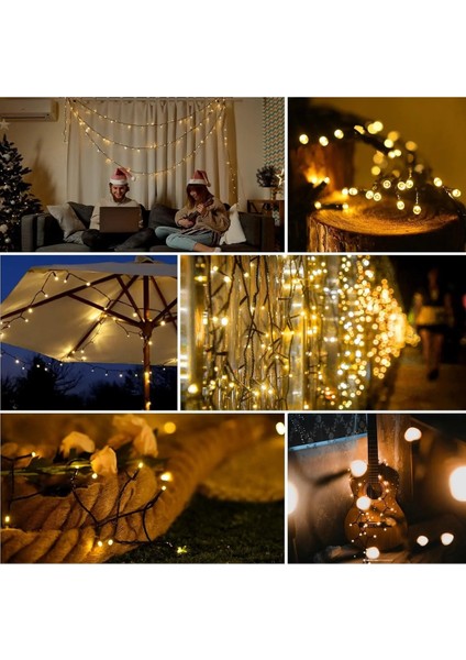 Solar 12 Metre 100 Ledli 8 Mod Dış Bahçe Aydınlatma Dekorasyon Süsleme Güneş Enerjili LED Işık