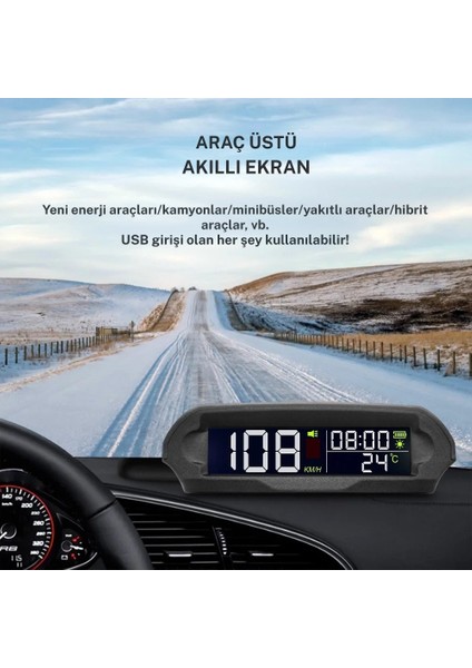 Araç Hız Ölçer Evrensel Gps Hız Göstergesi Solar ve USB Şarj/güneş Enerjili Hız Ölçer S98 Hud Ekranı