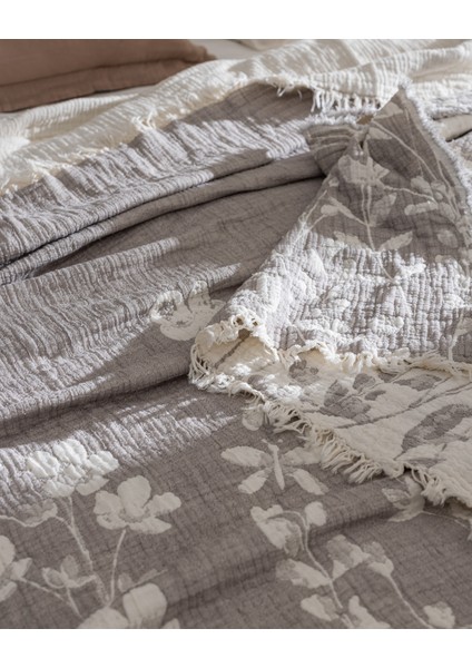 Fabrice Çift Kişilik %100 Pamuk Yatak Örtüsü - Vizon