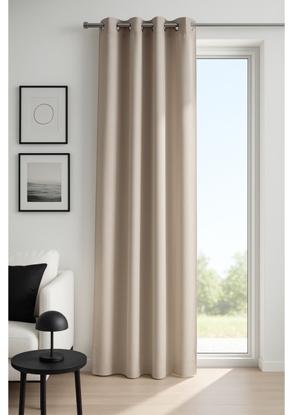 Blackout Halkalı Fon Perde Gri 140X260