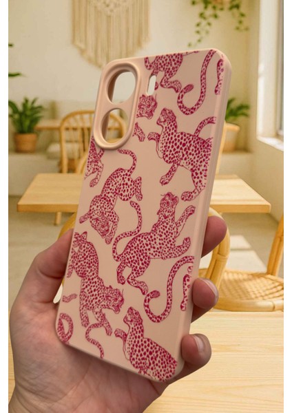 Redmi 13C- Pembe Leopar Desenli Lansman Kamera Korumalı Yumuşak Silikon Rubber Kılıf modelleri