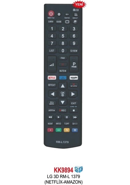 3D Rm-L 1379 (Netflix-Amazon) LCD Kumanda