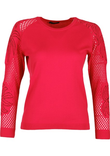 Minimalist Nakışlı Uzun Kol Kadın Kazak - Günlük & Özel Gün