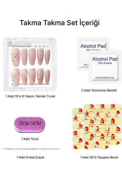 10'lu Gri Uzun Balerin TT1127 Tekrar Kullanılabilir El Yapımı Protez Takma Tırnak - Gri-L modelleri