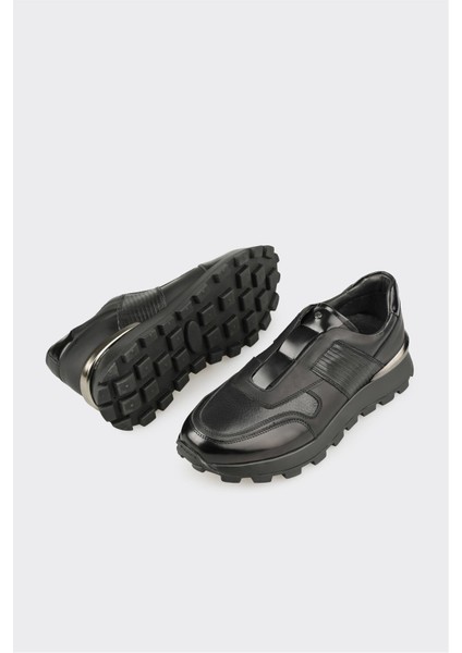 Siyah Deri Erkek Spor Ayakkabı modelleri