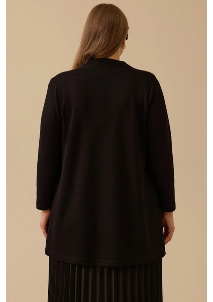 Kadın Büyük Beden Asimetrik Kesim Triko Hırka 4004 Siyah fırsatları