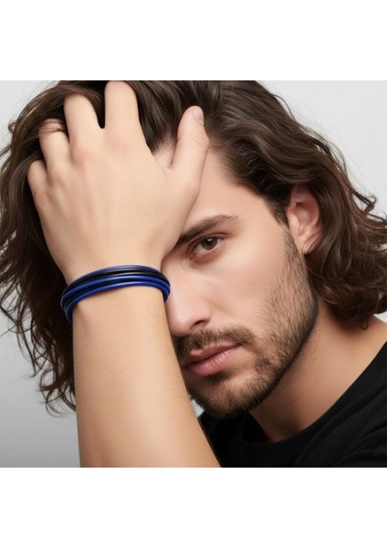Erkek Bileklik | Mavi Siyah Çoklu Katmanlı Tasarım 9593B13D4 fiyatları