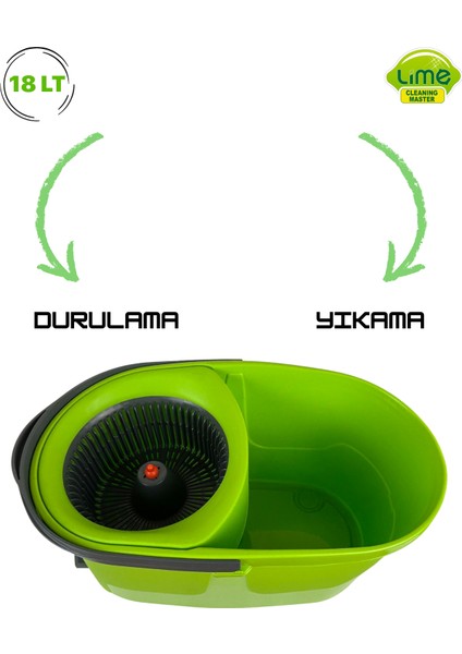 Pedal Power Mikrofiber Bezli Temizlik Seti - 360°DÖNER Başlıklı Pedallı Kova Mop - Üretici Garantili fiyatları