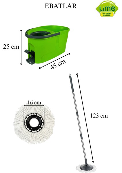 Pedal Power Mikrofiber Bezli Temizlik Seti - 360°DÖNER Başlıklı Pedallı Kova Mop - Üretici Garantili
