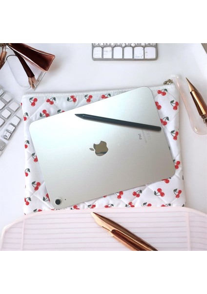 Kiraz Desenli Laptop Tablet Çantası 11 Inç 12 Inç Uyumlu modelleri