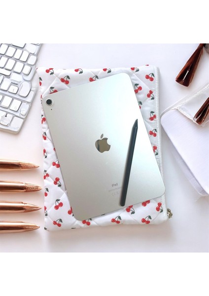 Kiraz Desenli Laptop Tablet Çantası 11 Inç 12 Inç Uyumlu fırsatları