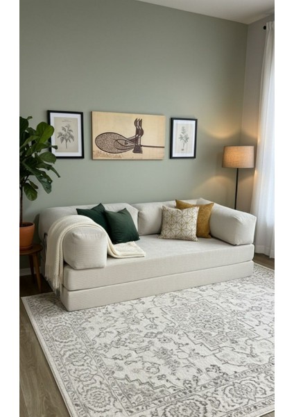 Liona 90X180 Yatak Olabilen Kanepe Modüler Çok Fonksiyonlu Aktivite Koltuk Krem