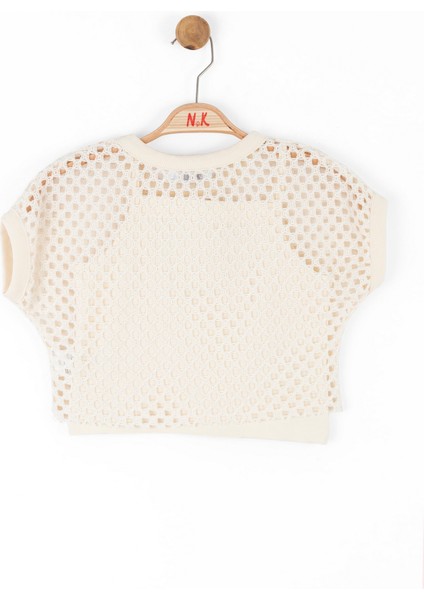 08-14 Yaş Kız Çocuk Vizon-Krem Pantolon-File Bluz Takım - Vizon-Krem modelleri