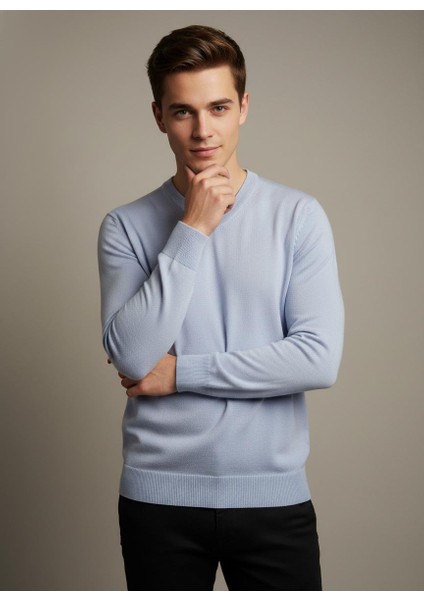 Erkek V Yaka Kaşmir Light Regular Fit Triko Kazak