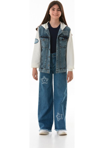 Yazı Nakışlı Kolu ve Kapüşonu Penye Kız Çocuk Ceket fiyatları