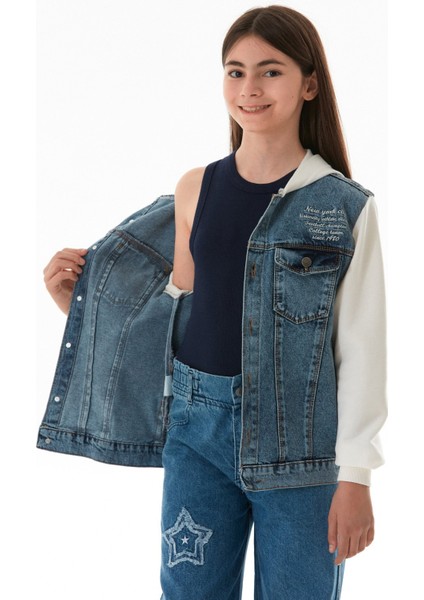 Yazı Nakışlı Kolu ve Kapüşonu Penye Kız Çocuk Ceket indirimleri