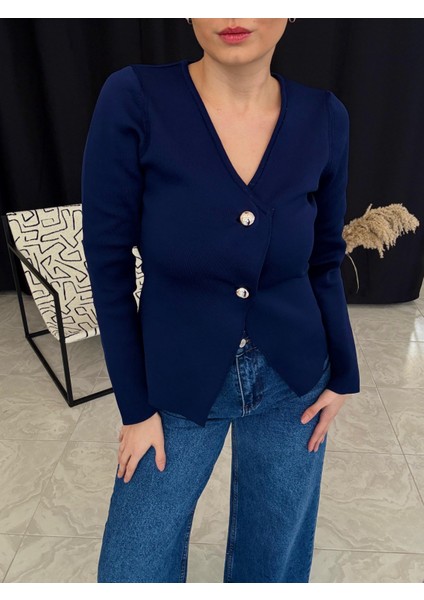 Çelik Kumaş Düğmeli Bluz