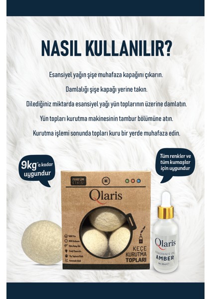 Keçe Çamaşır Kurutma Topu Vegan Powder Esansiyel Parfüm Hediyeli fiyatları
