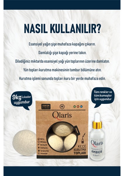 Keçe Çamaşır Kurutma Topu Vegan Icon Esansiyel Parfüm Hediyeli modelleri