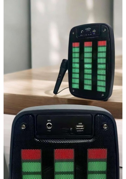 Kablosuz Bluetooth Hoparlör Taşınabilir 6.5 Inç LED Işık Kareoke - M969K731-R05969 modelleri