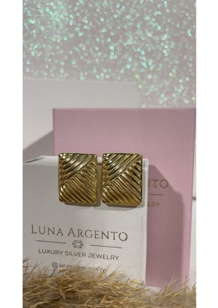 Geometrik Çizgili Dikdörtgen Model Klasik Büyük Küpe fırsatları