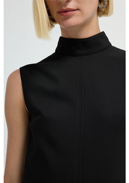 Kemerli Dik Yaka Elbise Siyah 12445656000 fiyatları