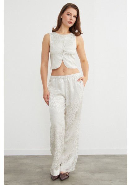 Leopar Desenli Saten Yelek Pantolon Takım modelleri