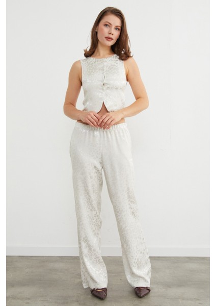 Leopar Desenli Saten Yelek Pantolon Takım fırsatları