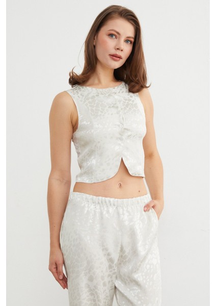 Leopar Desenli Saten Yelek Pantolon Takım indirimleri