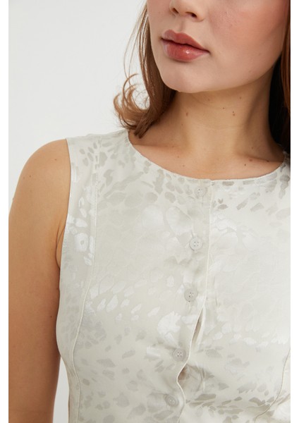 Leopar Desenli Saten Yelek Pantolon Takım