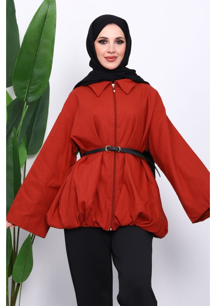 Kiremit Pileli Astarlı Gabardin Ceket