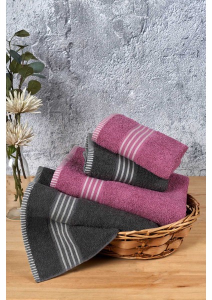 4 Lü Kadın Erkek Banyo Havlusu Takımı Oscar Mürdüm Antasit fırsatları