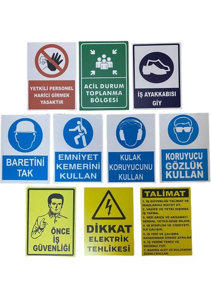 10 Adet Uyarı Levha Set Olarak 25*35 Dekote