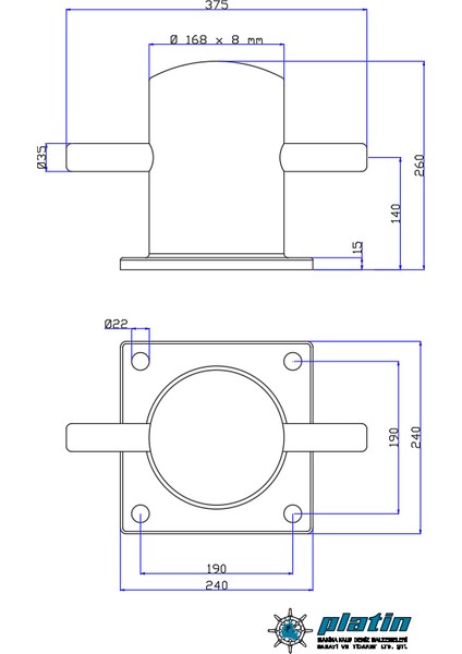 316 L Krom Baba Marina ve Rıhtımlar Için 20 Ton Bollard fiyatları