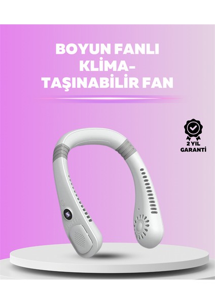 Giyilebilir Bladeless Boyun Fanı | 360° Serinlik, 5 Kademe Rüzgar, USB Şarjlı Sessiz Mini Klima