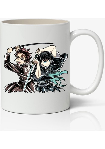 Tanjiro & Muichiro Demon Slayer Anime Temalı Beyaz Kupa Bardak Sevgiliye Arkadaşa Hediye