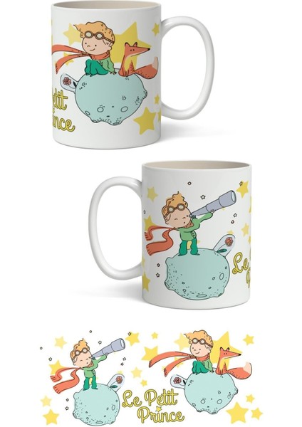 Küçük Prens Temalı Beyaz Kupa Bardak Sevgiliye Arkadaşa Hediye