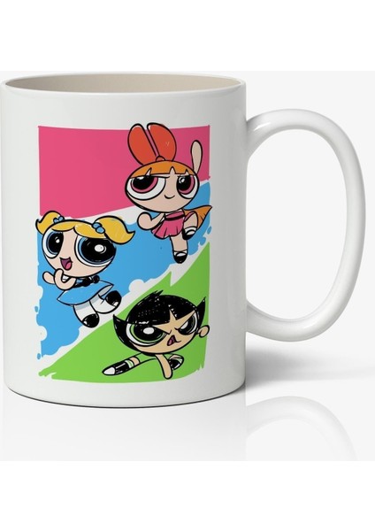 Powerpuff Girls Özel Tasarımlı Baskılı Beyaz Porselen Kupa Bardak