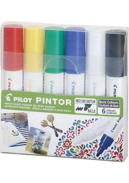 Pılot Pintor (M) Yuvarlak Uç 6 Renk Basıc Set