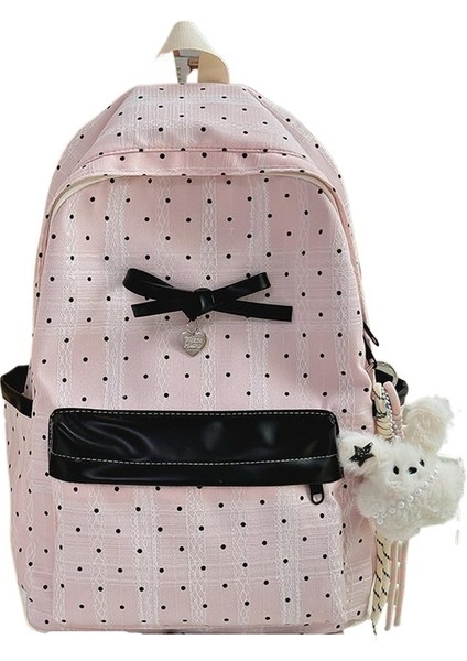 Polka Noktalı Kolej Tarzı Sırt Çantası Sevimli Ortaokul ve Lise Kızları Okul Çantası (Yurt Dışından)