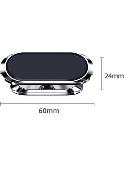 Yapışkanlı Mıknatıslı 360 Derece Dönebilen Araç Içi Telefon Tutucu Dikey ve Yatay Kullanılır Gri Cn
