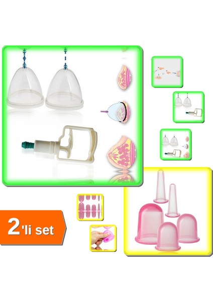 Hacamat Kuppası Seti Silikon - 5li + Vakumlu Göğüs Büüyütücü ABC789