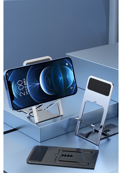 Ayarlanabilir Katlanabilir Masaüstü Telefon Tutucu Gri Plastik fırsatları