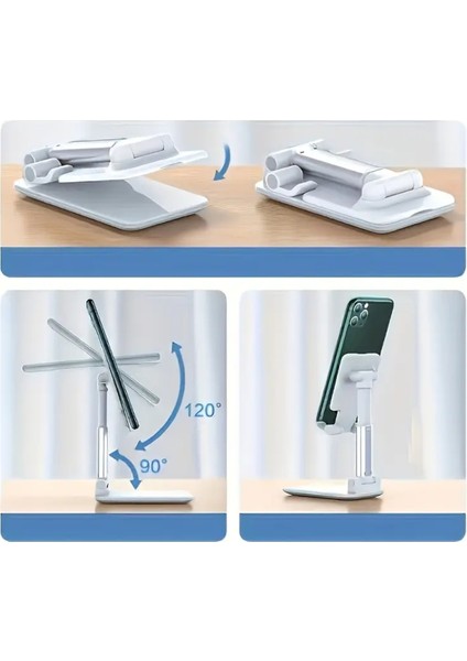 Masa Üstü Tablet ve Telefon Tutucu Çok Fonksiyonlu Taşınabilir Telefon Tutucu, Beyaz Plastik Cn modelleri