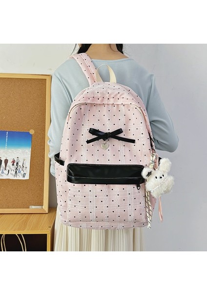 Polka Noktalı Kolej Tarzı Sırt Çantası Sevimli Ortaokul ve Lise Kızları Okul Çantası (Yurt Dışından) modelleri