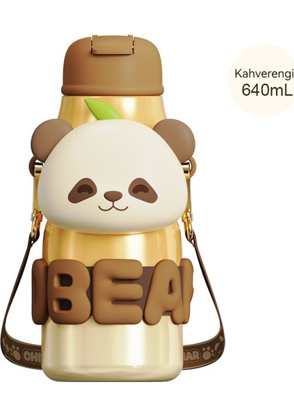Panda Sarılma Termos Bardak Büyük Kapasiteli Sevimli Karikatür Öğrenci Çocuk Pipetli Bardak Sevimli 316 Su Bardakı (Yurt Dışından)