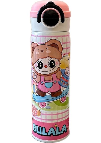 Termos Bardak Karikatür Çift Içecek Zıplama Bardak Büyük Kapasiteli 316 Paslanmaz Çelik Pipetli Bardak Çocuk Su Isıtıcısı (Yurt Dışından)