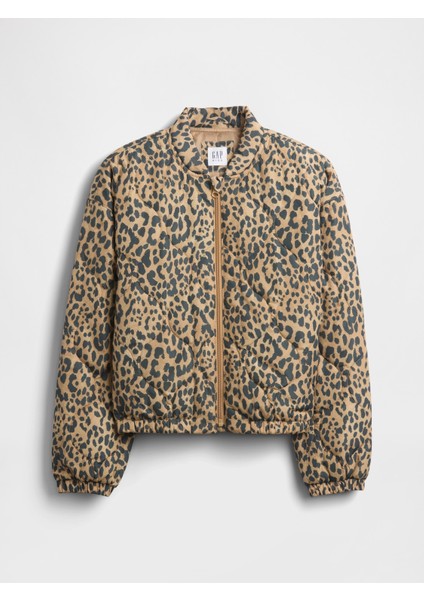 Kız Çocuk Kahverengi Lightweight Kapitone Puffer Şişme Ceket