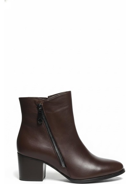 Kahverengi Kadın Hakiki Deri Topuklu Bot 039.353